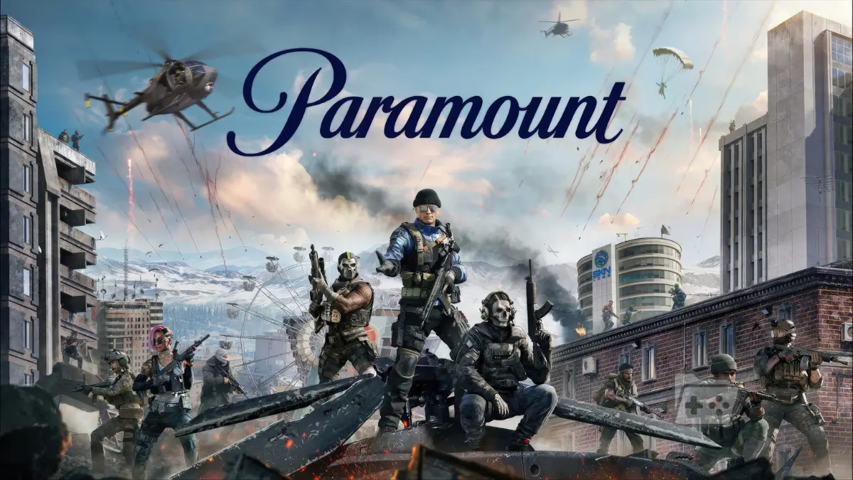 Imagen portada con personajes de Call of Duty y el logo de Paramount arriba