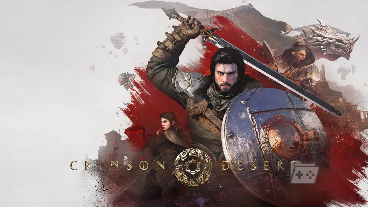 Imagen promocional de Crimson Desert con su logo encima