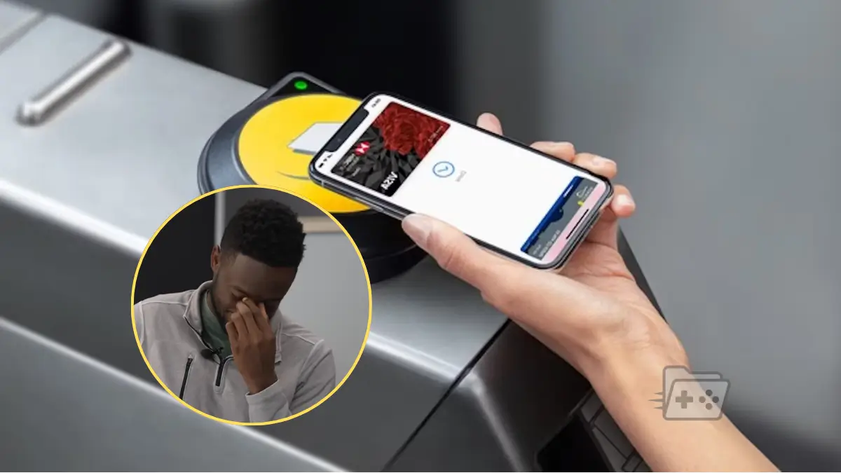 Foto de una transacción Apple Pay en modo express y una foto reacción de MKHBD en el video de Veritasium