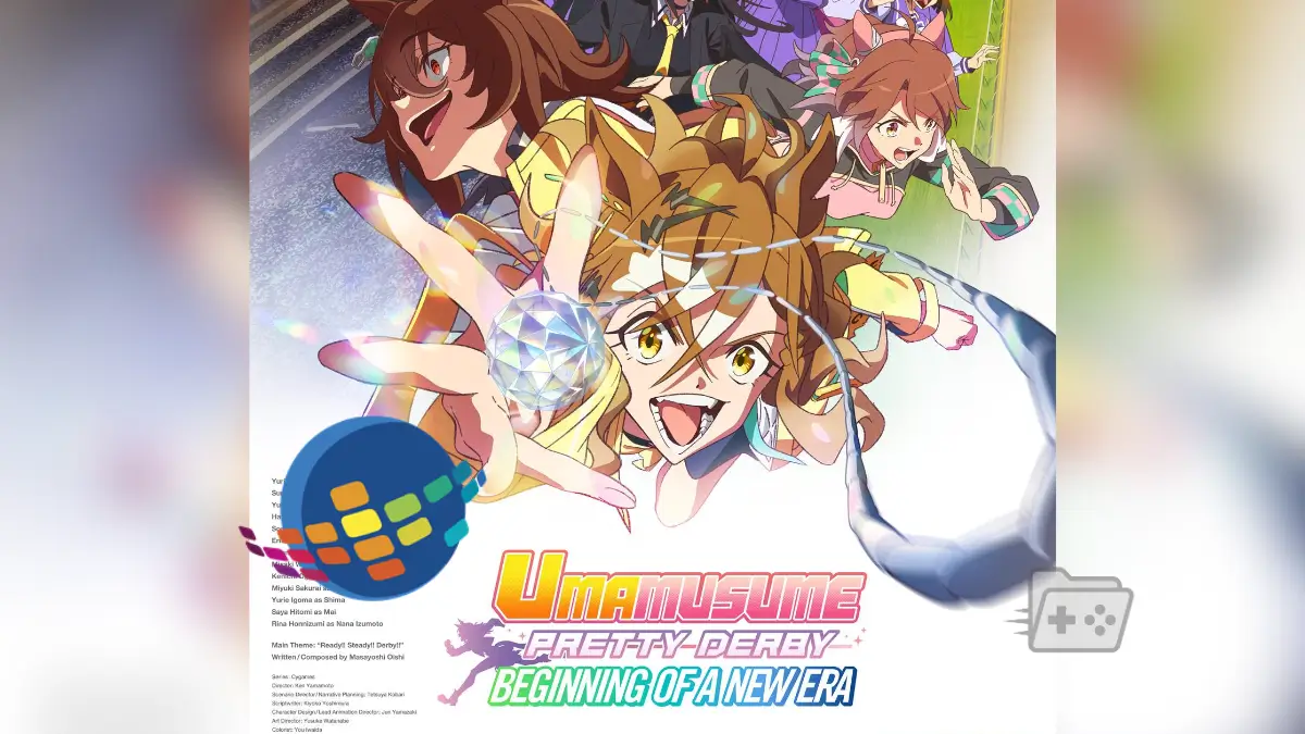 Portada de umamusume beginning of a new era con el logo de cineplanet para representar la llegada de la pelicula a peru este 14 de mayo.