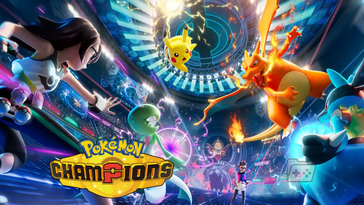 Imagen promocional oficial de Pokémon Champions con su logo y el isotipo de ArchivoBit.