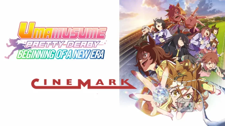 Imagen promocional de la película de umamusuma beginning of a new era con el logo de cinemark