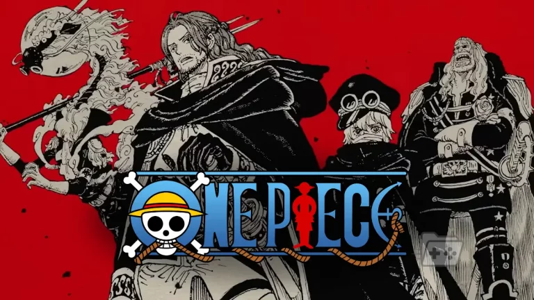 Imagen de los Caballeros de Dios en el manda de One Piece con el logo de la serie