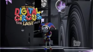Imagen de Pomni con el logo de The Amazing Digital Circus