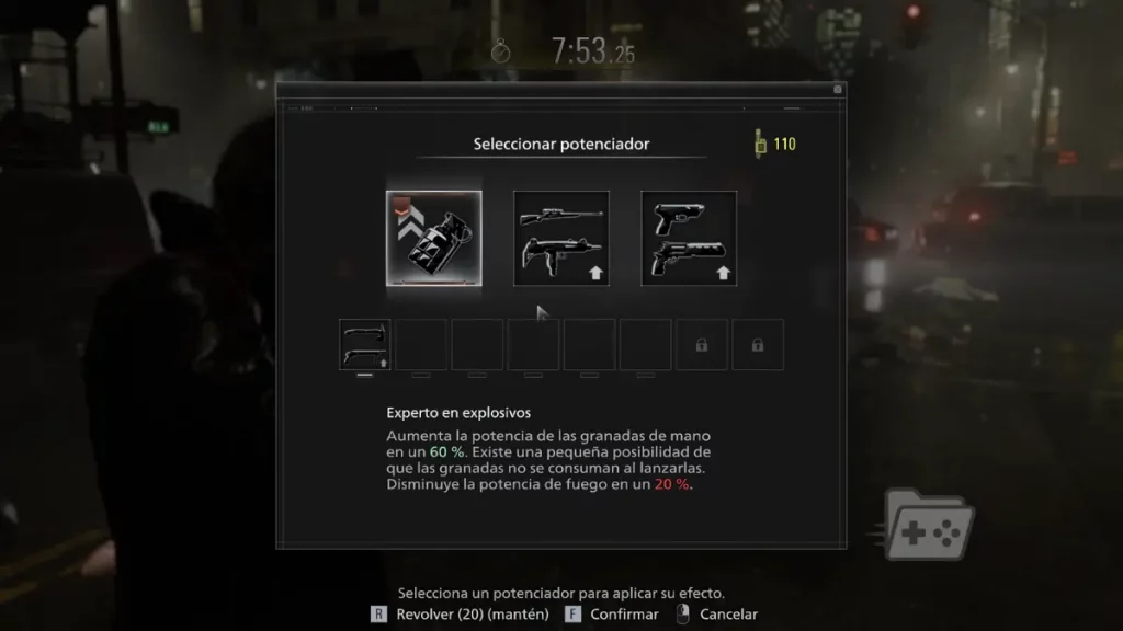 Captura de los potenciadores en el modo Leon Must Die Forever para Resident Evil Requiem