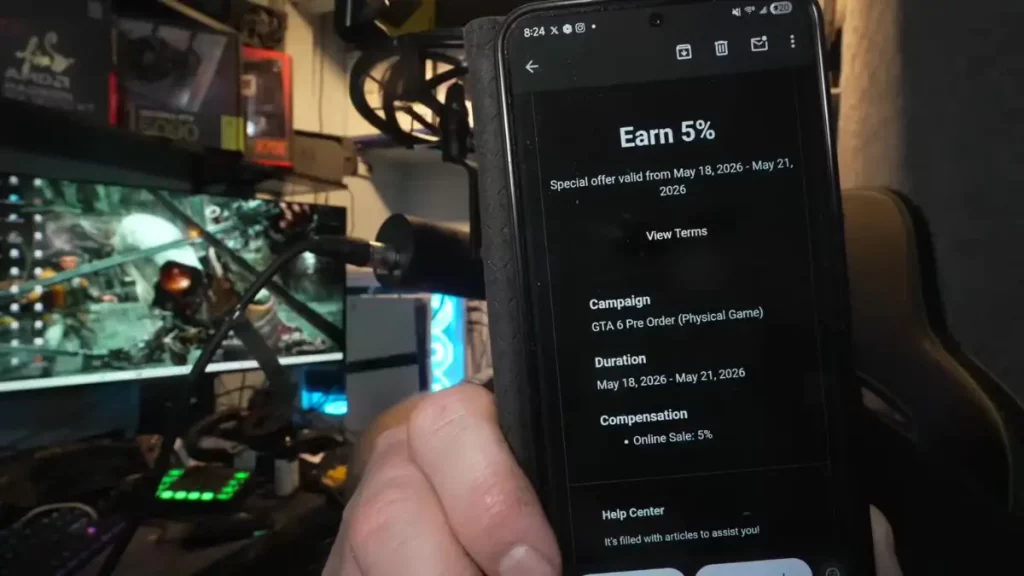 Captura del stream de FrogboyX1Gaming en el que muestra el correo de Best Buy referente a la preventa de GTA 6