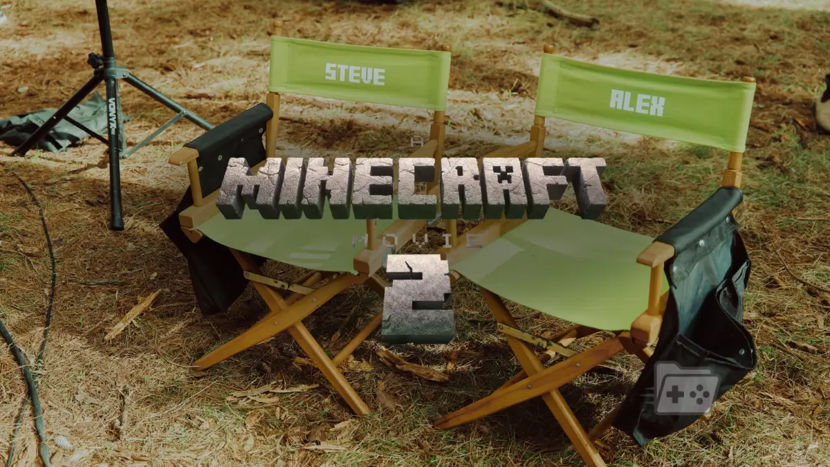 Foto inicio de rodaje película de Minecraft 2 con logo no oficial sobrepuesto