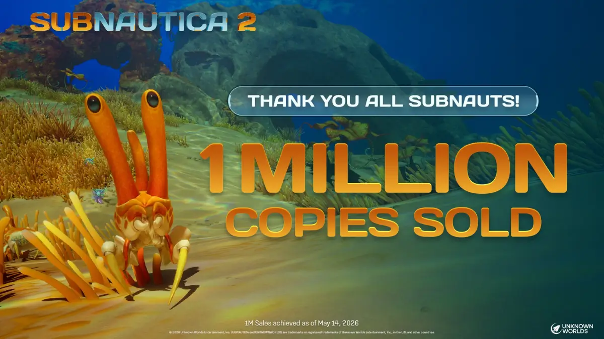 Foto del anuncio de ventas de 1 millon de Subnautica 2