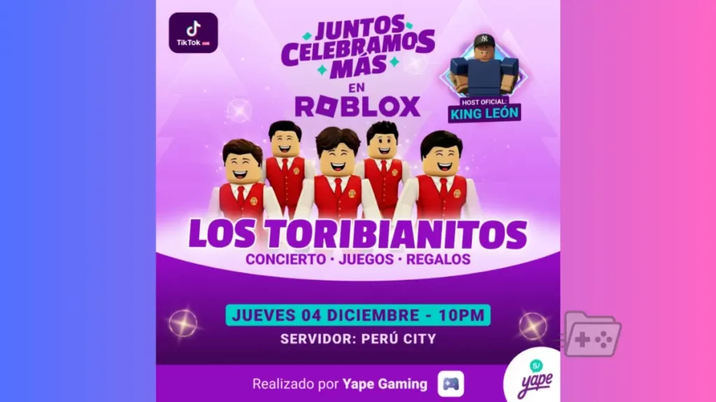 Imagen promocional de un evento de Yape Gaming en el servidor Peru City de Roblox