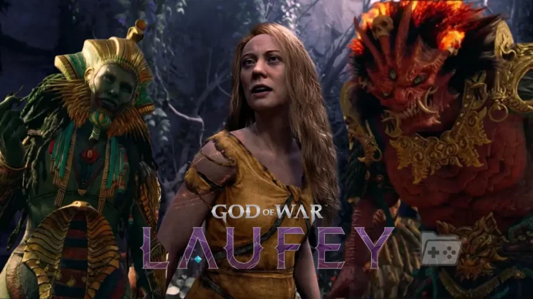 Faye con Sekhmet y Begtse al lado en God of War Laufey