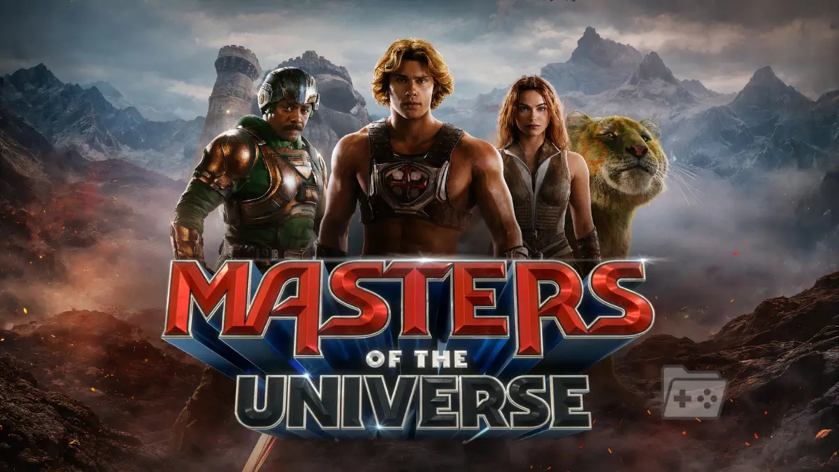 Imagen de los Amos del Universo, He Man, Teela, Mat-At-Arms y Battle Cat