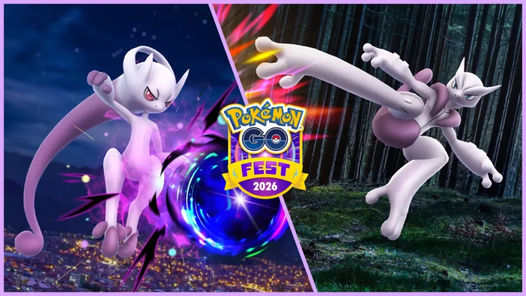 Anuncio de Pokémon Go Fest 2026, con Mega Mewtwo X e Y