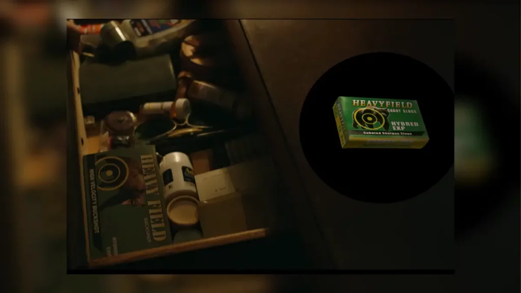 Referencia a los cartuchos de escopeta de los juegos de resident evil en la pelicula